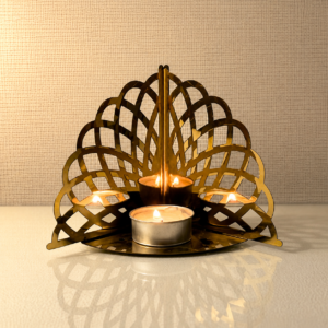 Decorative Metal Tea Light Candle Holder | Modern Gold Tabletop Candle Stand