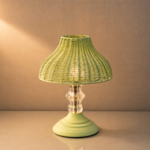 6666 Modern Green Woven Table Lamp | Decorative Rattan Accent Lamp