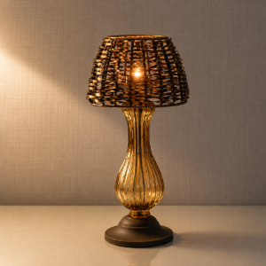 9999 Luxury Amber Glass Table Lamp | Modern Decorative Bedside Lamp