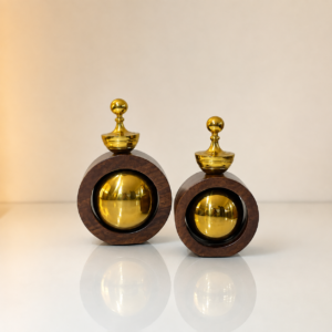Round Wooden & Gold Decorative Accent Set
