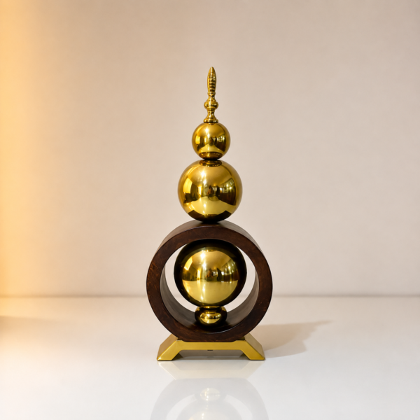Gold & Wood Round Frame Decorative Accent