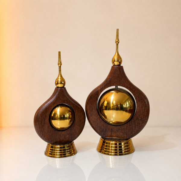Set of 2 Wooden & Gold Decorative Accent Pieces