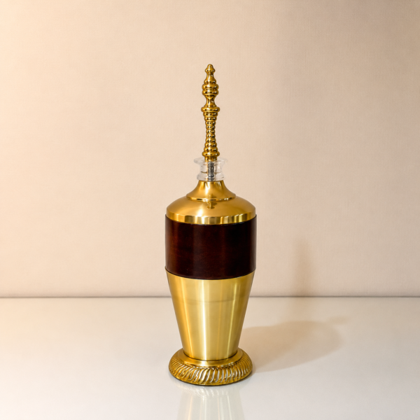 Gold & Dark Wood Decorative Urn with Finial