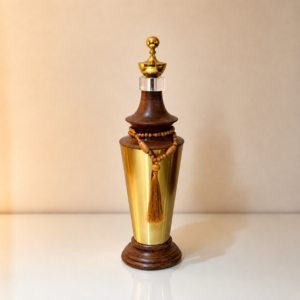 ChatGPT Image Aug 10, 2026, 10_17_26 PM Gold & Wood Decorative Urn with Beaded Tassel Accent
