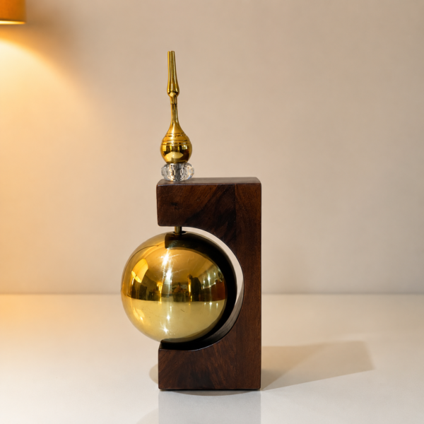 Modern Wood & Gold Decorative Accent with Crystal Detail