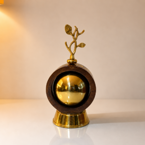 Wooden & Gold Decorative Tree Accent with Round Centre