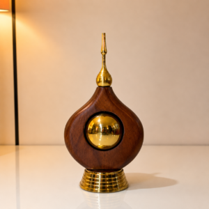 Wooden & Gold Round Decorative Accent Piece