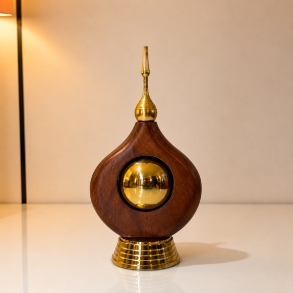 Wooden & Gold Round Decorative Accent Piece