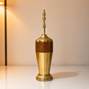 ChatGPT Image Aug 10, 2026, 10_23_42 PM Gold & Wood Decorative Urn with Crystal Accent