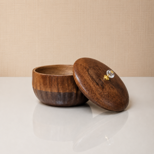 Two-Tone Wooden Storage Box with Crystal Knob