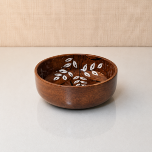 Brown Decorative Bowl with Leaf Design