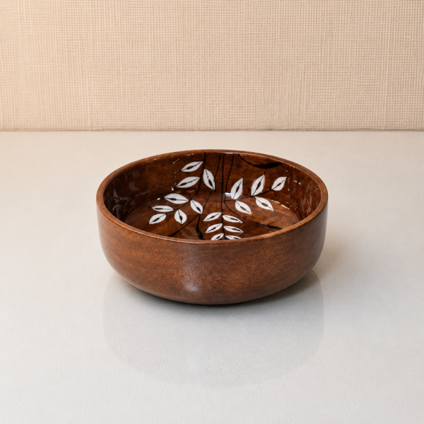 Brown Decorative Bowl with Leaf Design