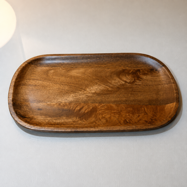 Rustic Brown Rectangular Wooden Serving Tray