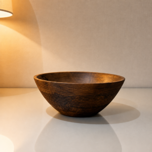 Handcrafted Wooden Serving Bowl with Textured Finish