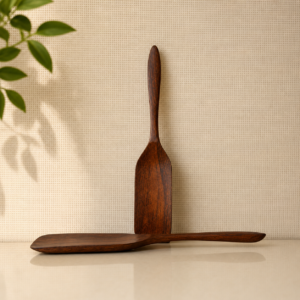 Set of 3 Handcrafted Wooden Cooking Spatulas with Natural Brown Finish