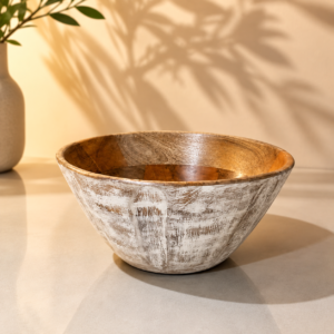ChatGPT Image Aug 8, 2026, 06_58_37 PM Handcrafted Wooden Bowl with Rustic Whitewashed Finish
