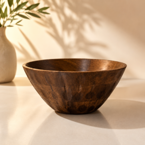 ChatGPT Image Aug 8, 2026, 09_23_15 PM Handcrafted Wooden Bowl with Rustic Brown Finish