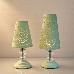 ChatGPT Image Aug 9, 2026, 06_32_46 AM Green Decorative Metal Table Lamp Set with Floral Cutwork