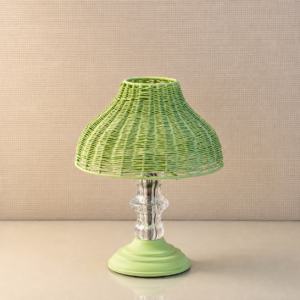ChatGPT Image Aug 9, 2026, 07_17_57 AM Green Woven Table Lamp with Decorative Metal Base