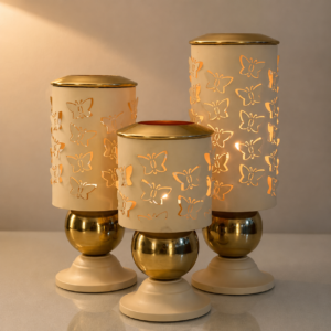 ChatGPT Image Aug 9, 2026, 08_10_09 AM Set of 3 Golden Butterfly Tealight Candle Holders