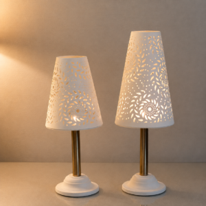 ChatGPT Image Aug 9, 2026, 08_50_57 AM Set of 2 White Floral Cutwork Table Lamps