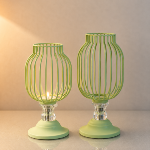 ChatGPT Image Aug 9, 2026, 09_10_29 AM Green Openwork Candle Holder Set of 2