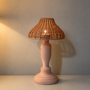 ChatGPT Image Aug 9, 2026, 09_11_28 AM Rustic Woven Table Lamp with Terracotta Finish