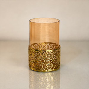 ChatGPT Image Aug 9, 2026, 09_11_46 AM Golden Filigree Amber Glass Candle Holder