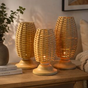 Handwoven Bamboo Table Lamp | Natural Rattan Decorative Bedside Lamp